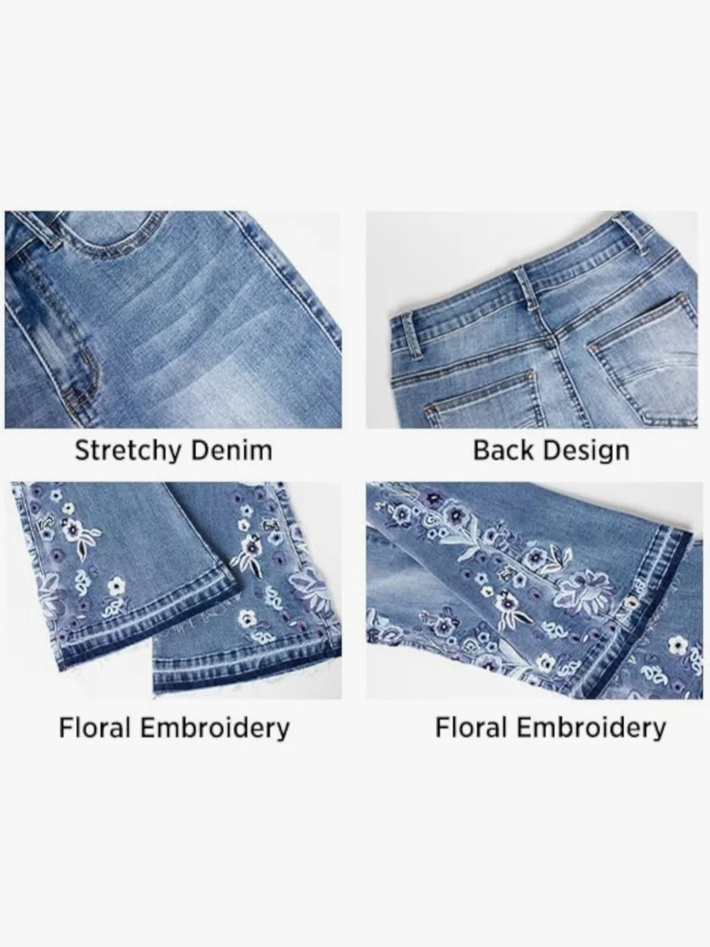 Blue Embroidered Flare Women’s Jeans